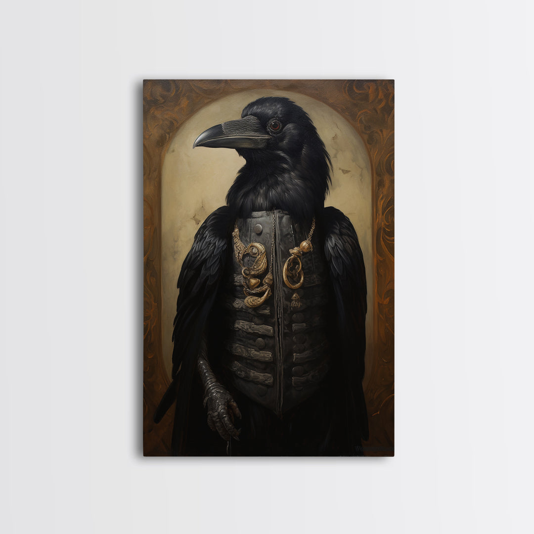 Magpie Collector, Victorian Animal Portrait, Halloween Art, Gothic Whimsy Decor, Anthropomorphic Costume Art