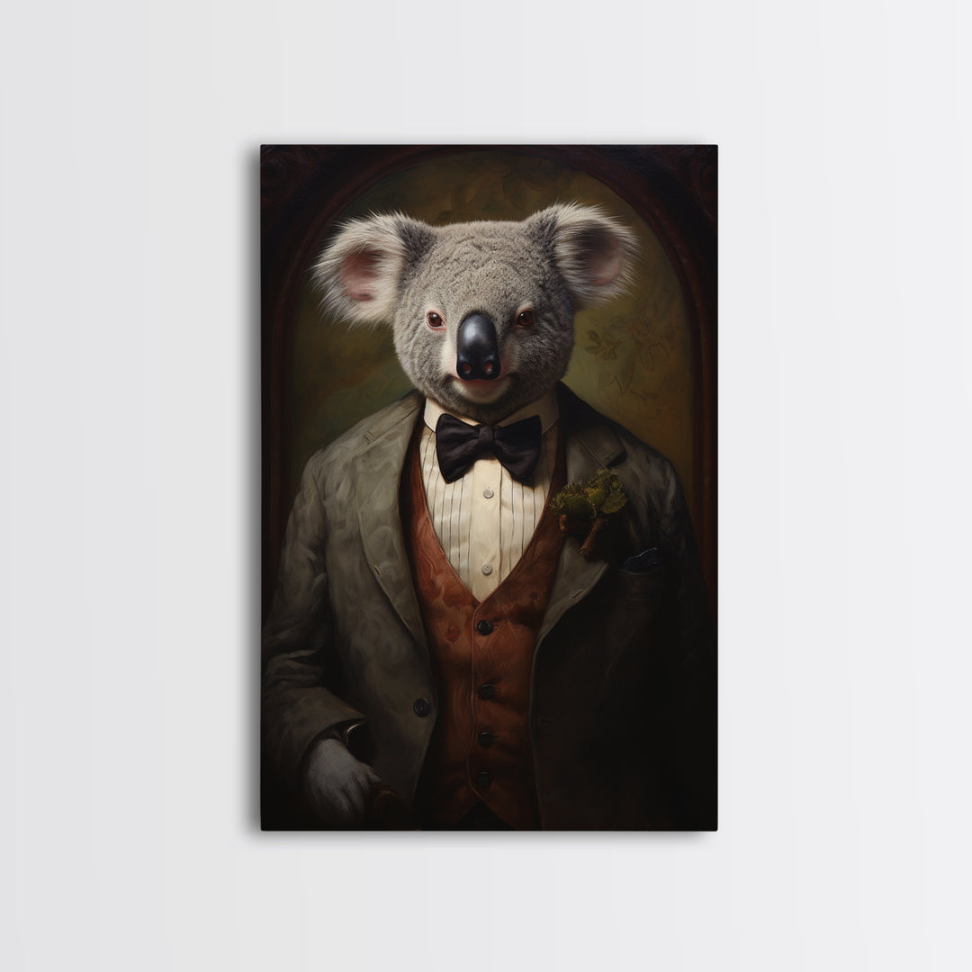 Koala Solicitor, Victorian Animal Portrait, Halloween Art, Gothic Whimsy Decor, Anthropomorphic Costume Art