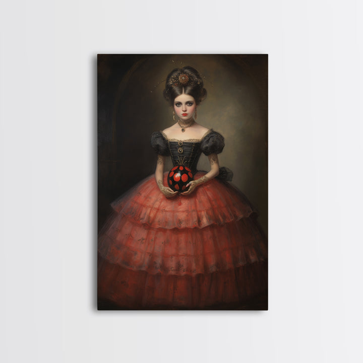 Ladybug Debutante, Victorian Animal Portrait, Halloween Art, Gothic Whimsy Decor, Anthropomorphic Costume Art