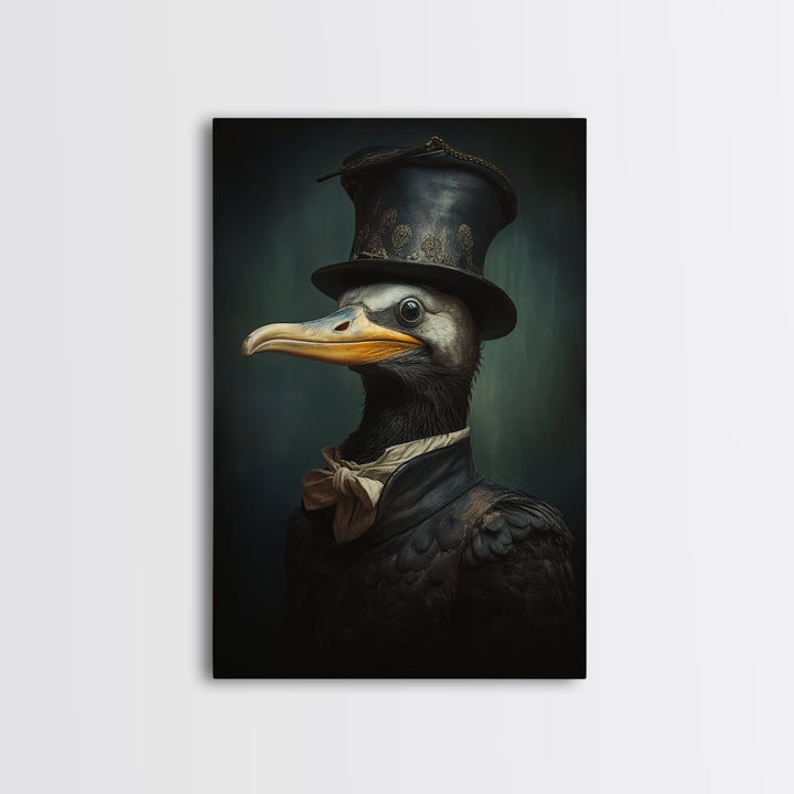 Cormorant Captain, Victorian Animal Portrait, Halloween Art, Gothic Whimsy Decor, Anthropomorphic Costume Art