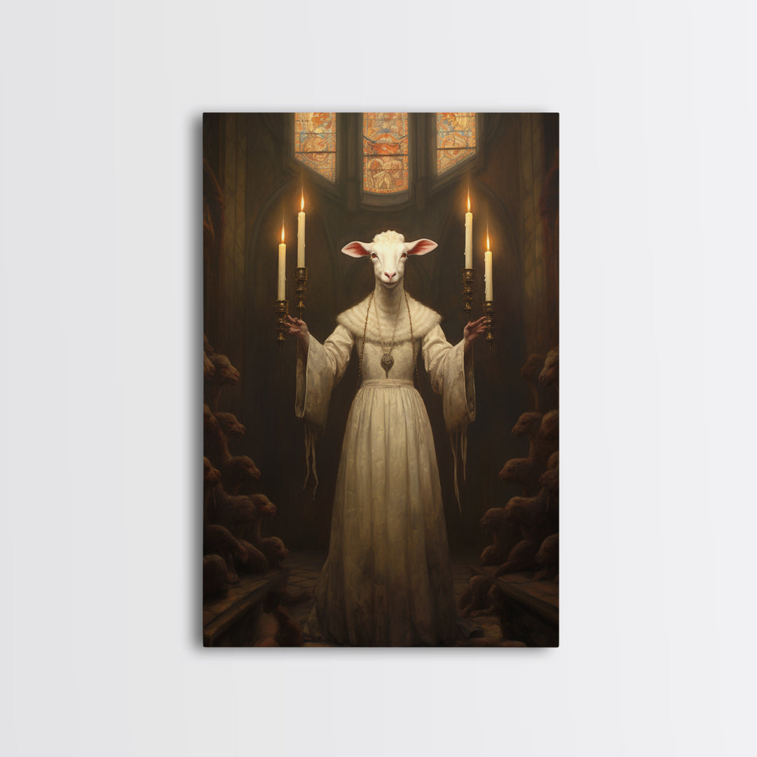 Lamb Choir Mistress, Victorian Animal Portrait, Halloween Art, Gothic Whimsy Decor, Anthropomorphic Costume Art