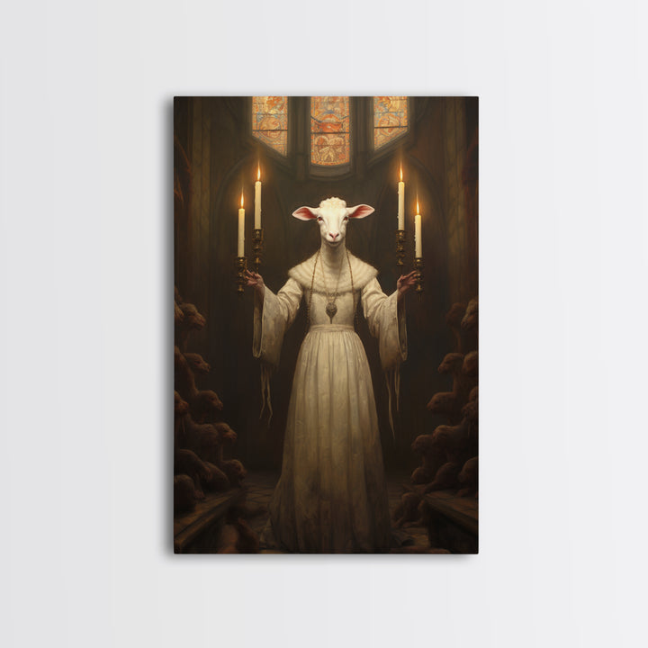 Lamb Choir Mistress, Victorian Animal Portrait, Halloween Art, Gothic Whimsy Decor, Anthropomorphic Costume Art