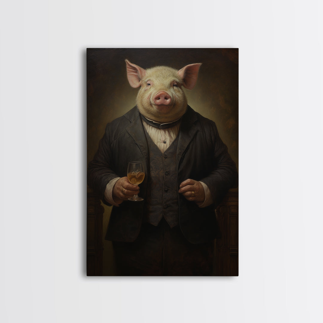 Boar Innkeeper, Victorian Animal Portrait, Halloween Art, Gothic Whimsy Decor, Anthropomorphic Costume Art