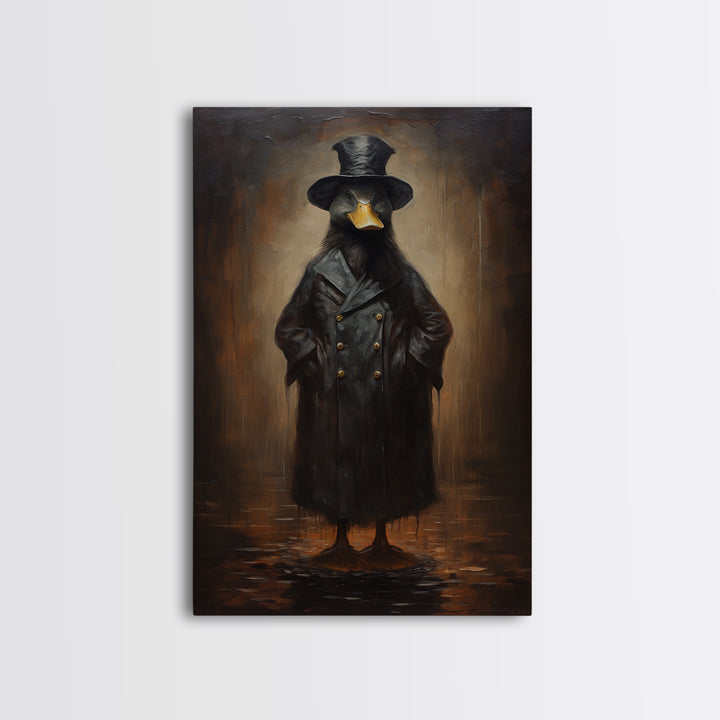 Duck Detective, Victorian Animal Portrait, Halloween Art, Gothic Whimsy Decor, Anthropomorphic Costume Art