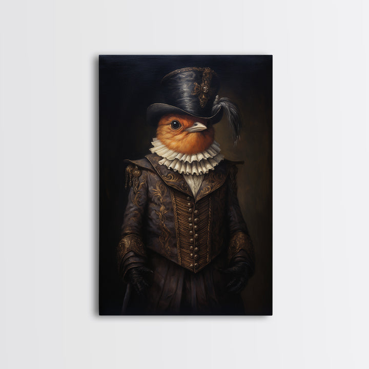 Robin Valentine, Victorian Animal Portrait, Halloween Art, Gothic Whimsy Decor, Anthropomorphic Costume Art
