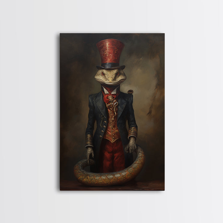 Cobra Ringmaster, Victorian Animal Portrait, Halloween Art, Gothic Whimsy Decor, Anthropomorphic Costume Art
