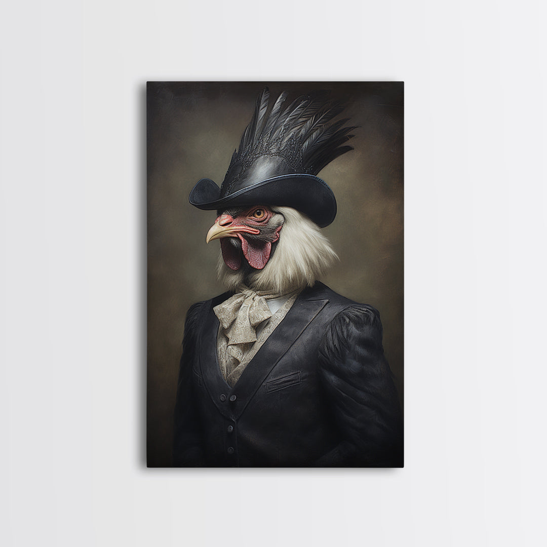 Rooster Magistrate, Victorian Animal Portrait, Halloween Art, Gothic Whimsy Decor, Anthropomorphic Costume Art
