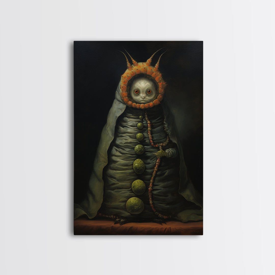 Caterpillar Herbalist, Victorian Animal Portrait, Halloween Art, Gothic Whimsy Decor, Anthropomorphic Costume Art