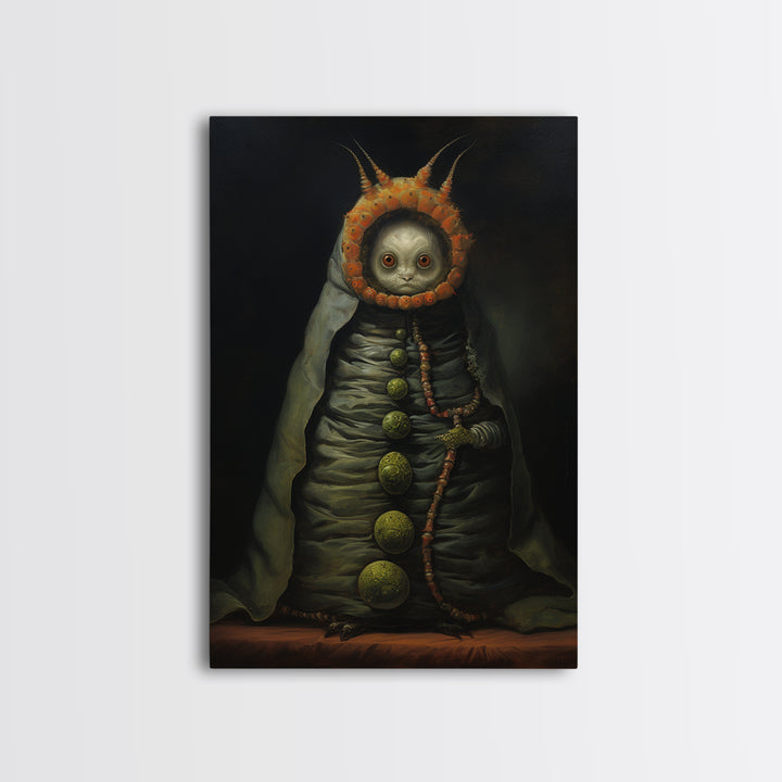 Caterpillar Herbalist, Victorian Animal Portrait, Halloween Art, Gothic Whimsy Decor, Anthropomorphic Costume Art