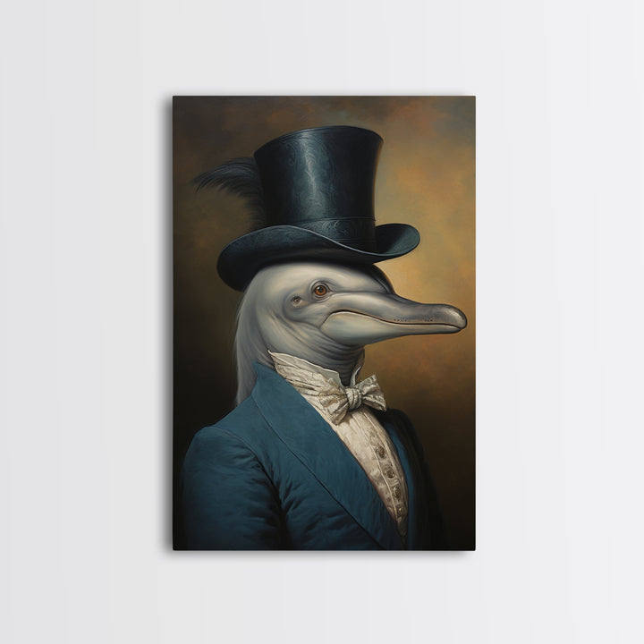 Dolphin Aristocrat, Victorian Animal Portrait, Halloween Art, Gothic Whimsy Decor, Anthropomorphic Costume Art