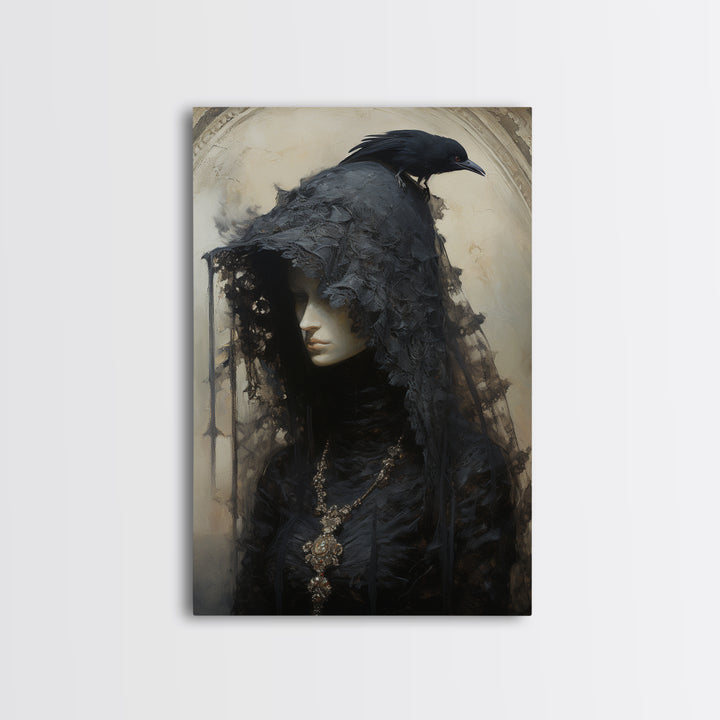 Cuckoo Widow, Victorian Animal Portrait, Halloween Art, Gothic Whimsy Decor, Anthropomorphic Costume Art