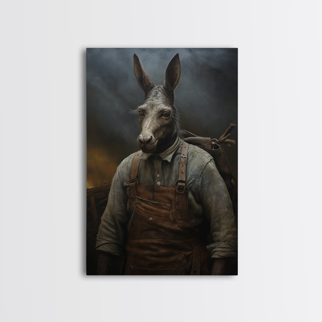 Mule Carpenter, Victorian Animal Portrait, Halloween Art, Gothic Whimsy Decor, Anthropomorphic Costume Art