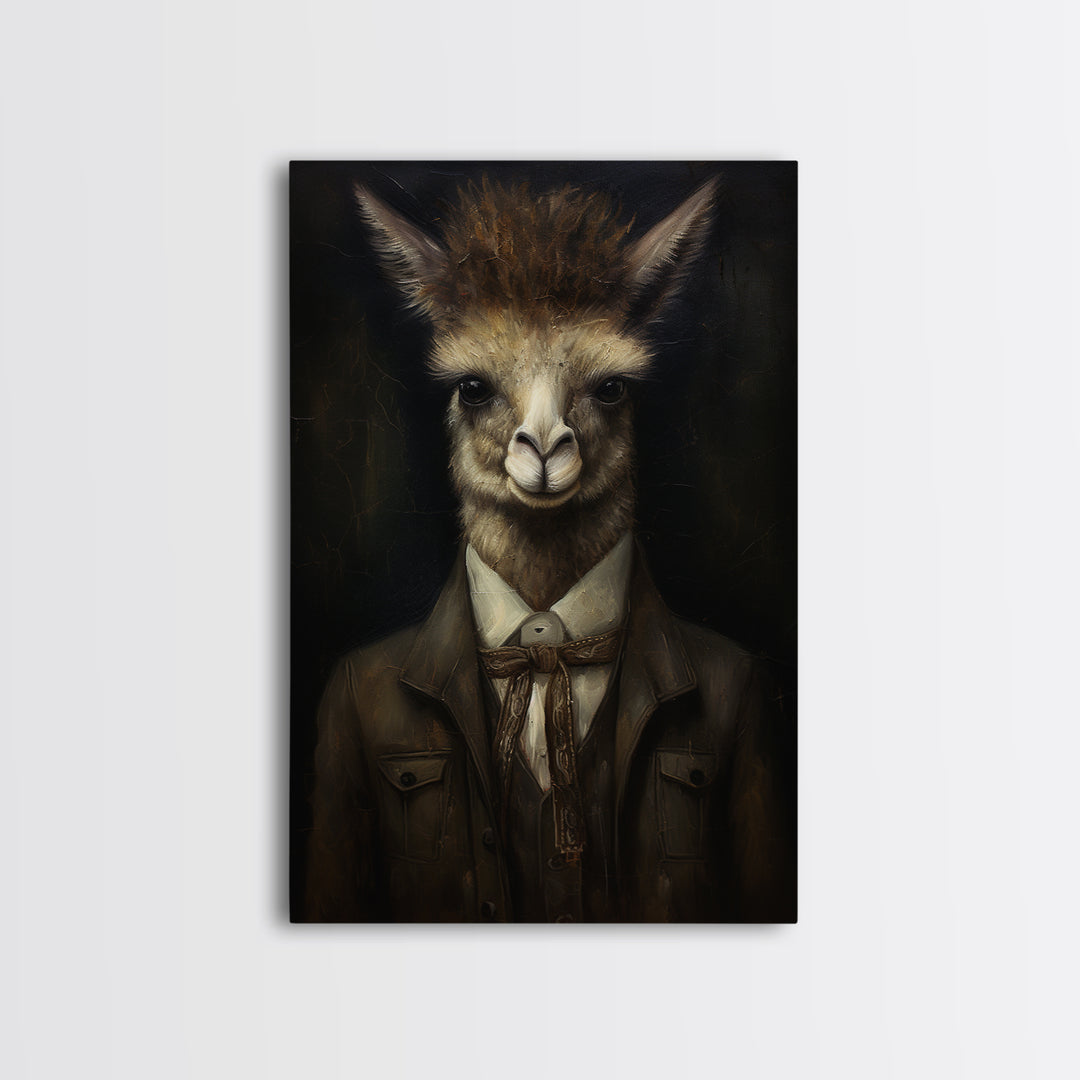 Alpaca Novelist, Victorian Animal Portrait, Halloween Art, Gothic Whimsy Decor, Anthropomorphic Costume Art