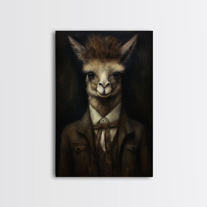 Alpaca Novelist, Victorian Animal Portrait, Halloween Art, Gothic Whimsy Decor, Anthropomorphic Costume Art