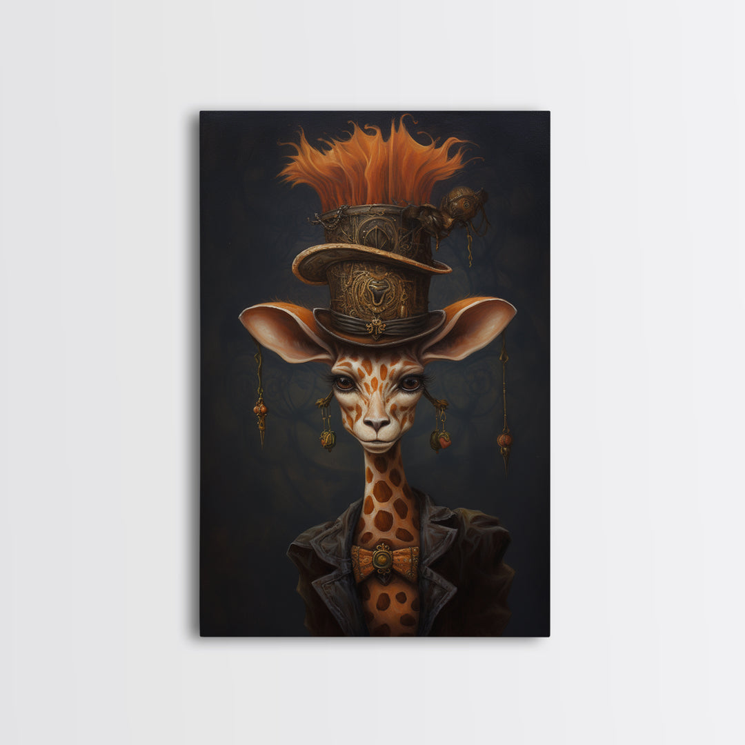 Giraffe Duchess, Victorian Animal Portrait, Halloween Art, Gothic Whimsy Decor, Anthropomorphic Costume Art