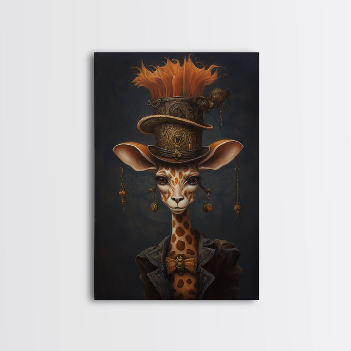 Giraffe Duchess, Victorian Animal Portrait, Halloween Art, Gothic Whimsy Decor, Anthropomorphic Costume Art