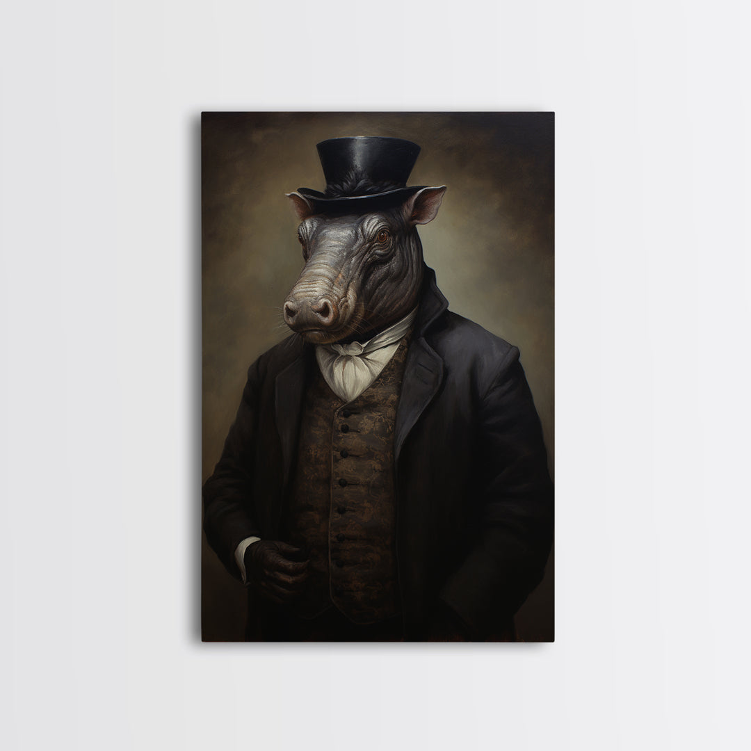 Tapir Antiquarian, Victorian Animal Portrait, Halloween Art, Gothic Whimsy Decor, Anthropomorphic Costume Art