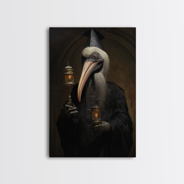 Pelican Bishop, Victorian Animal Portrait, Halloween Art, Gothic Whimsy Decor, Anthropomorphic Costume Art