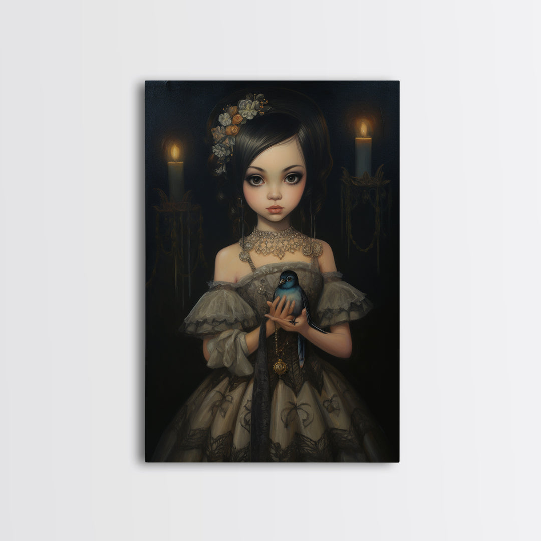 Hummingbird Heiress, Victorian Animal Portrait, Halloween Art, Gothic Whimsy Decor, Anthropomorphic Costume Art
