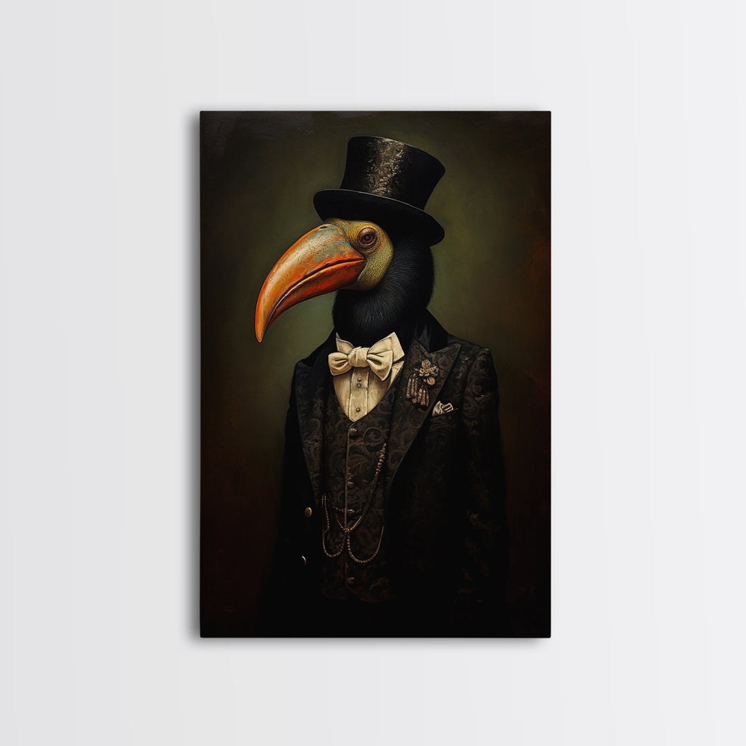 Toucan Advocate, Victorian Animal Portrait, Halloween Art, Gothic Whimsy Decor, Anthropomorphic Costume Art