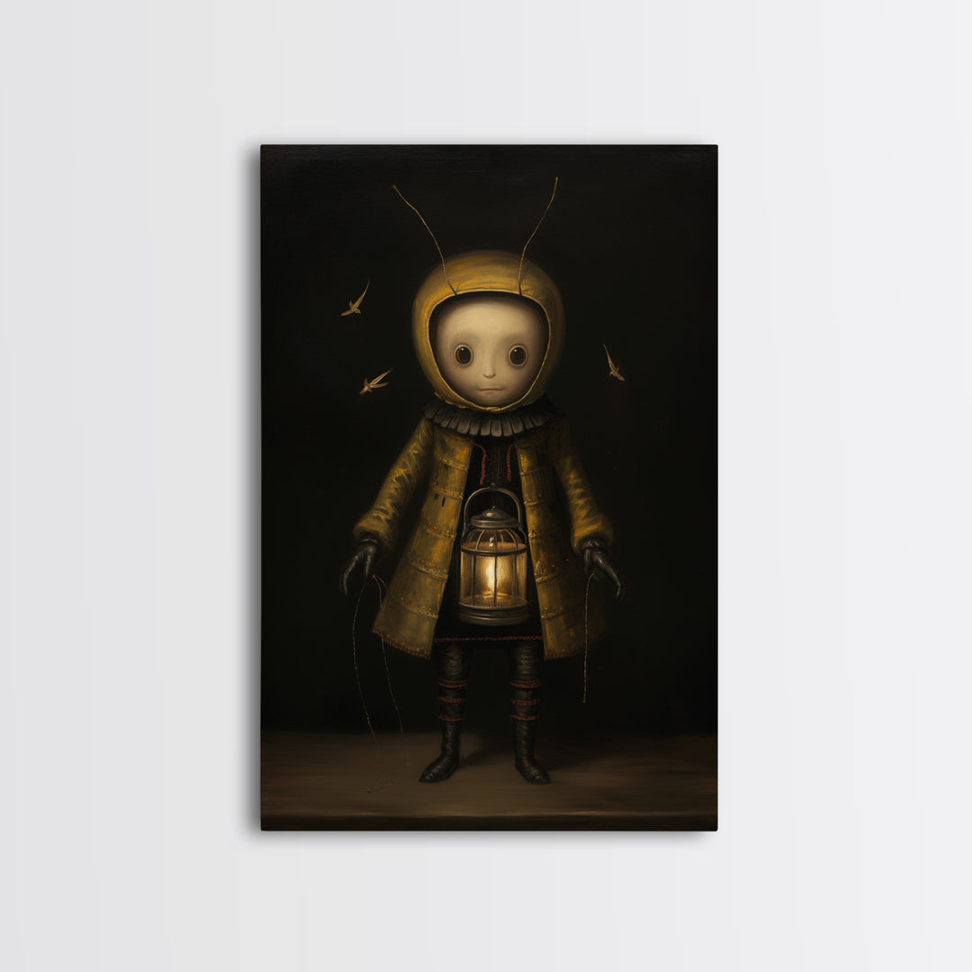 Firefly Pageboy, Victorian Animal Portrait, Halloween Art, Gothic Whimsy Decor, Anthropomorphic Costume Art
