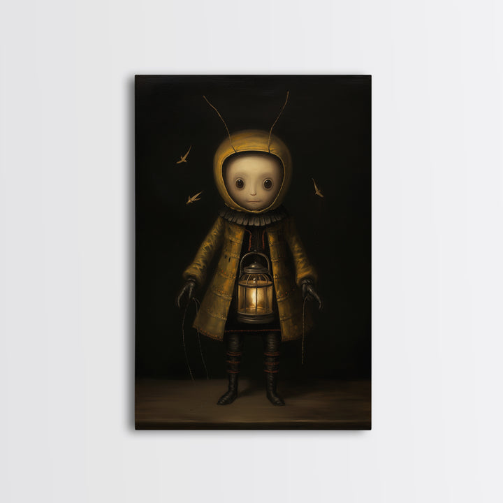 Firefly Pageboy, Victorian Animal Portrait, Halloween Art, Gothic Whimsy Decor, Anthropomorphic Costume Art