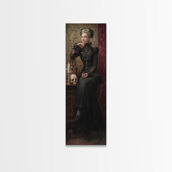 The Stitched Giant, Victorian Horror Portrait, Tall Narrow Wall Art, Canvas Print, Gothic Wall Decor, Halloween Portrait Art