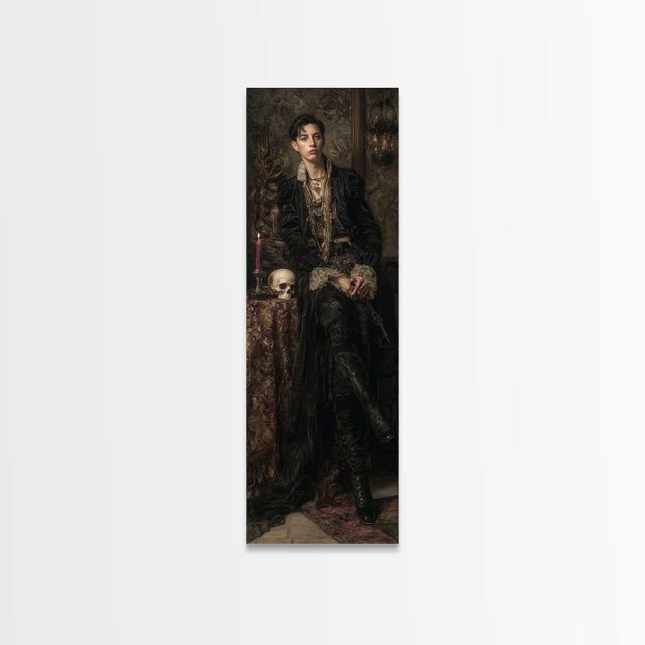 The Mummy Pharaoh, Dark Academia Wall Art, Tall Narrow Wall Art, Canvas Print, Gothic Wall Decor, Halloween Portrait Art, Macabre Wall Art