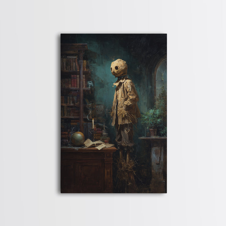 The Living Scarecrow, Antique Gothic Portrait, Vertical Wall Art, Canvas Print, Gothic Wall Decor, Halloween Portrait Art
