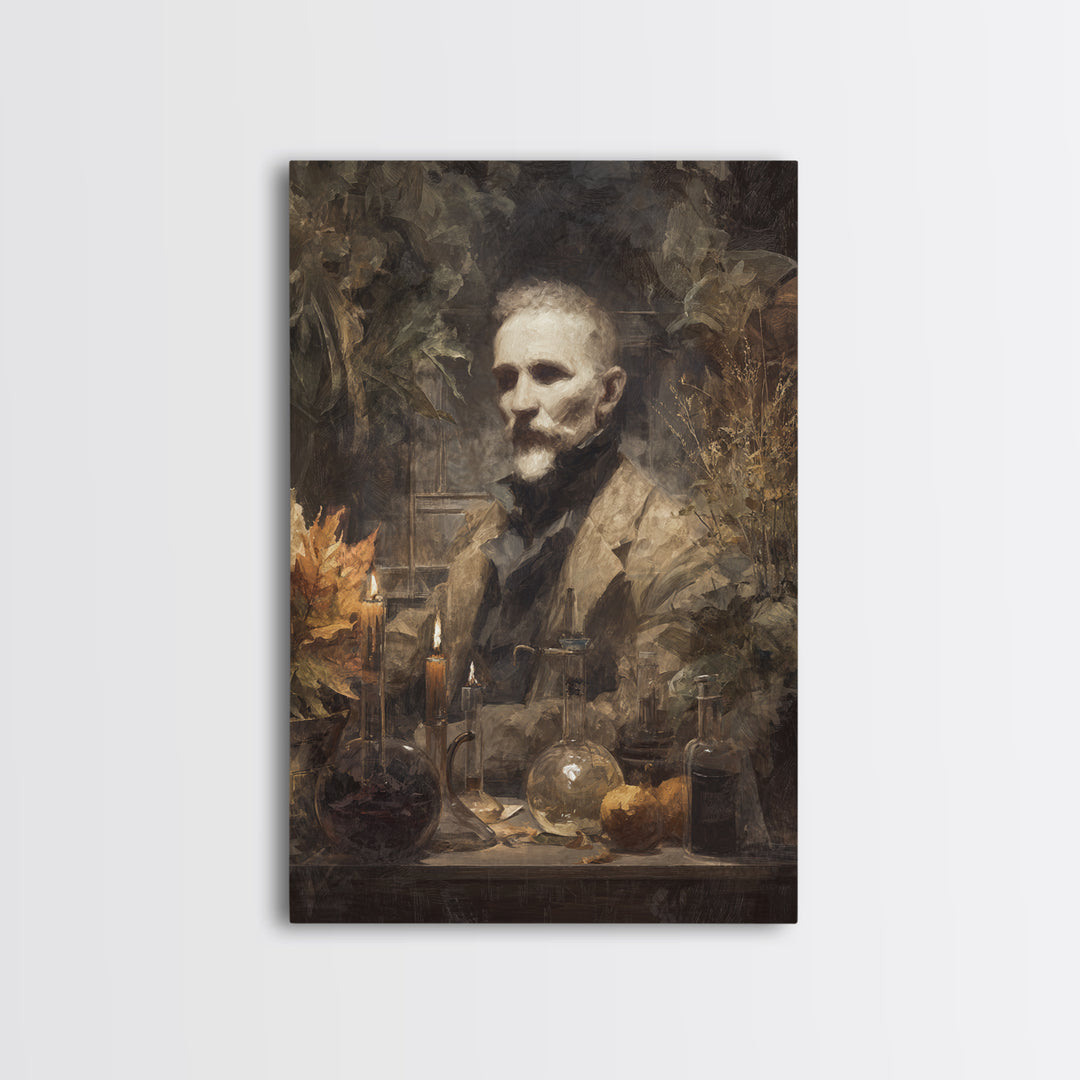 The Mad Alchemist, Macabre Victorian Decor, Vertical Wall Art, Canvas Print, Gothic Wall Decor, Halloween Portrait Art