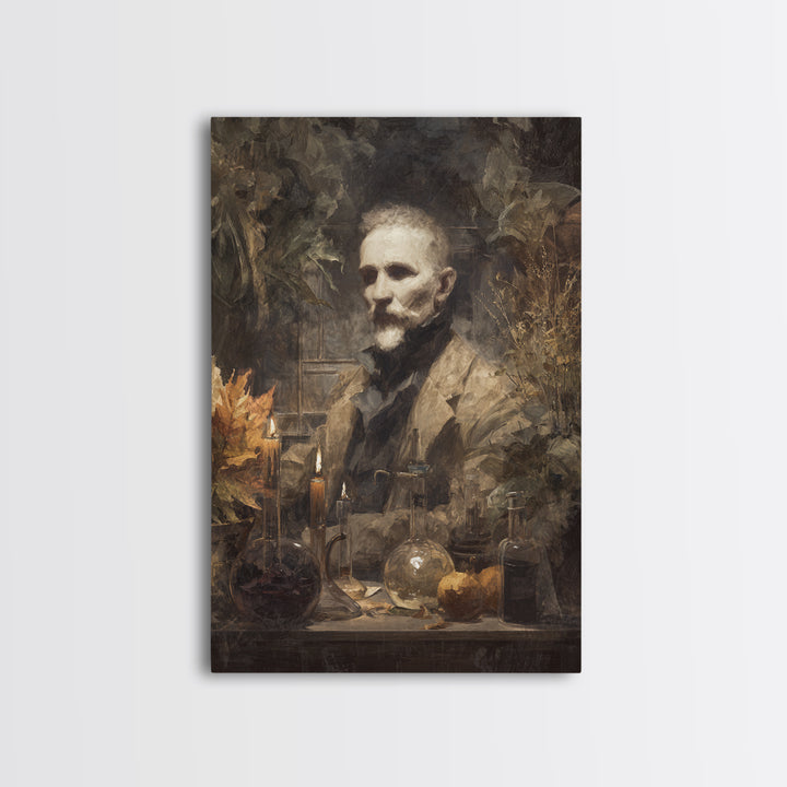 The Mad Alchemist, Macabre Victorian Decor, Vertical Wall Art, Canvas Print, Gothic Wall Decor, Halloween Portrait Art