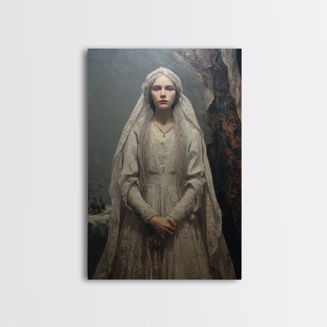The Banshee Singer, Macabre Victorian Decor, Vertical Wall Art, Framed Canvas Print, Gothic Wall Decor, Halloween Portrait Art