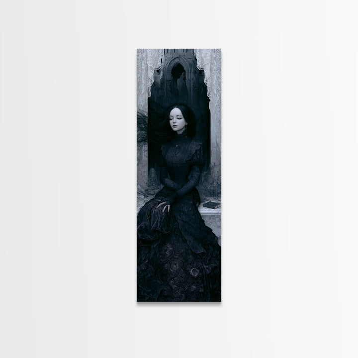 The Banshee Singer, Victorian Gothic Art, Tall Narrow Wall Art, Canvas Print, Gothic Wall Decor, Halloween Portrait Art, Macabre Wall Art