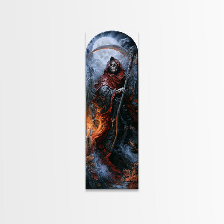 The Fog-Bound Reaper, Victorian Horror Portrait, Tall Narrow Wall Art, Framed Canvas Print, Gothic Wall Decor, Halloween Portrait Art