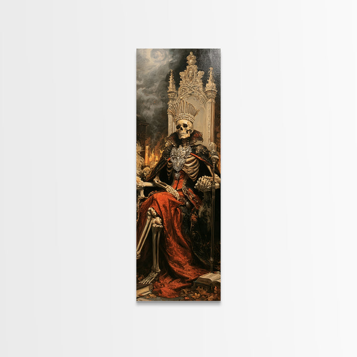 The Bone Queen, Victorian Gothic Art, Tall Narrow Wall Art, Framed Canvas Print, Gothic Wall Decor, Halloween Portrait Art