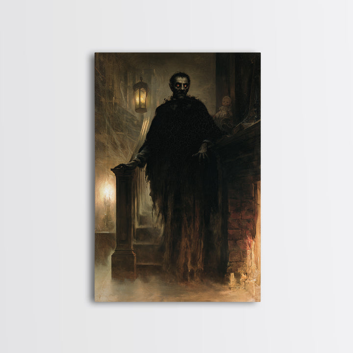 The Chimney Phantom, Victorian Horror Portrait, Vertical Wall Art, Framed Canvas Print, Gothic Wall Decor, Halloween Portrait Art