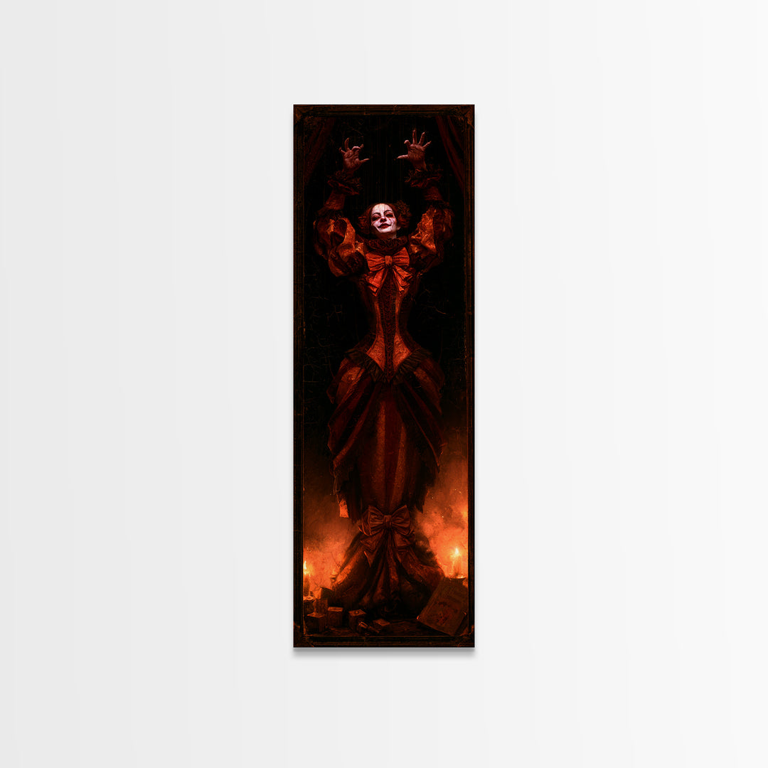 The Marionette Master, Antique Gothic Portrait, Tall Narrow Wall Art, Canvas Print, Gothic Wall Decor, Halloween Portrait Art