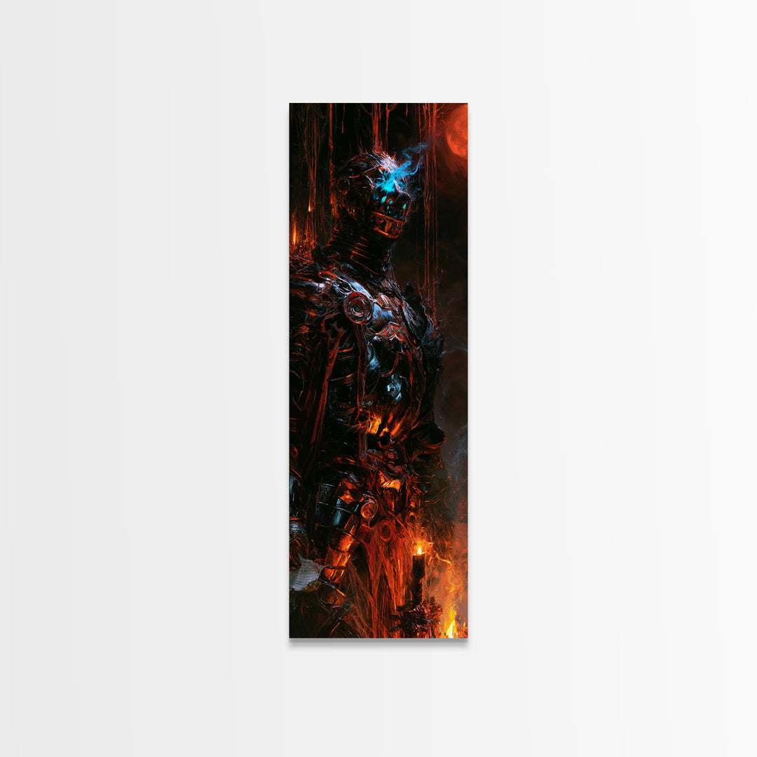 The Spectral Knight, Antique Gothic Portrait, Tall Narrow Wall Art, Canvas Print, Gothic Wall Decor, Halloween Portrait Art, Horror Wall Art
