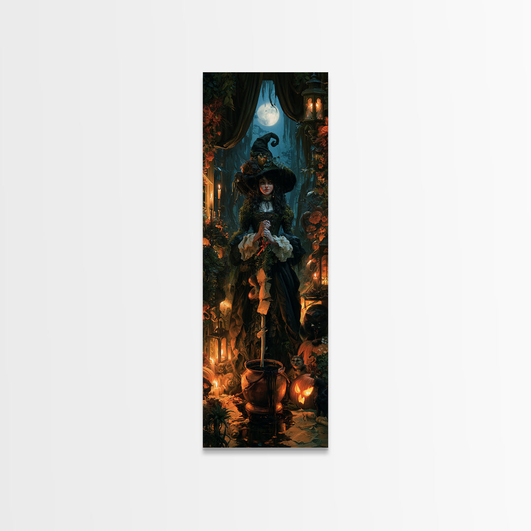 The Swamp Witch, Macabre Victorian Decor, Tall Narrow Wall Art, Framed Canvas Print, Gothic Wall Decor, Halloween Portrait Art