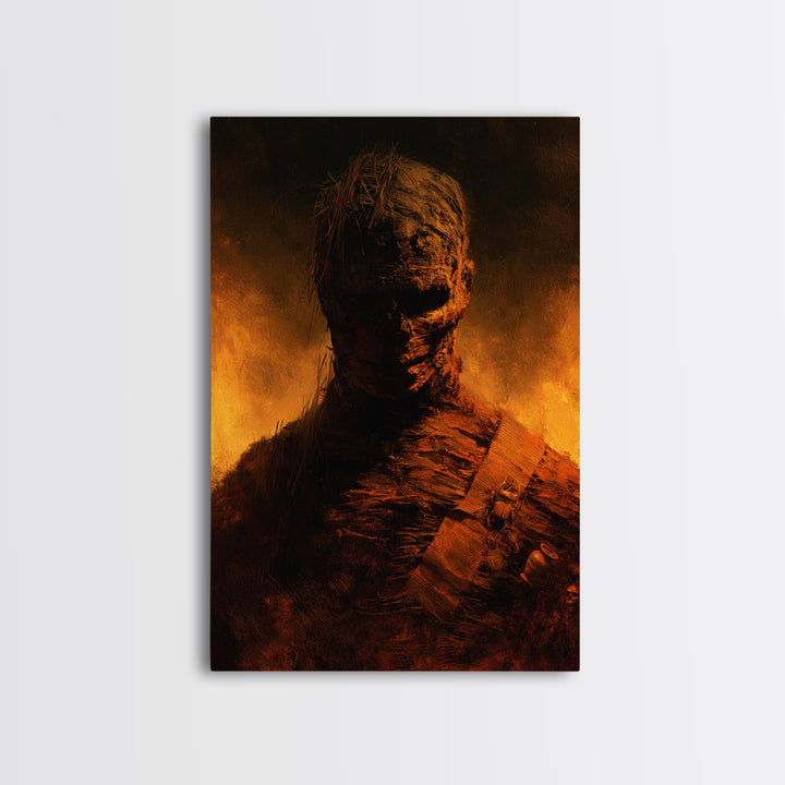 The Bog Mummy, Antique Gothic Portrait, Vertical Wall Art, Framed Canvas Print, Gothic Wall Decor, Halloween Portrait Art