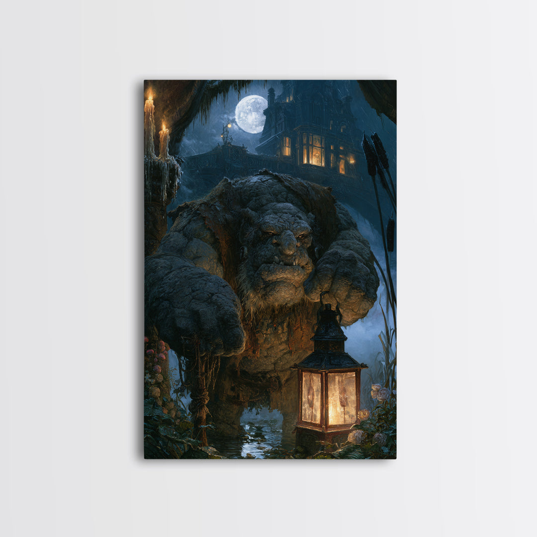 The Bridge Troll At Midnight, Victorian Horror Portrait, Vertical Wall Art, Canvas Print, Gothic Wall Decor, Halloween Portrait Art