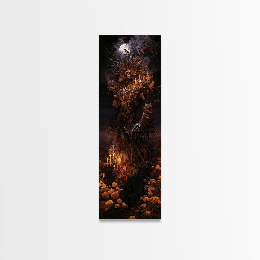 The Harvest Demon, Macabre Victorian Decor, Tall Narrow Wall Art, Canvas Print, Gothic Wall Decor, Halloween Portrait Art, Gothic Home Decor