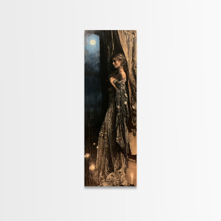 The Salt-Marsh Witch, Victorian Horror Portrait, Tall Narrow Wall Art, Canvas Print, Gothic Wall Decor, Halloween Portrait Art
