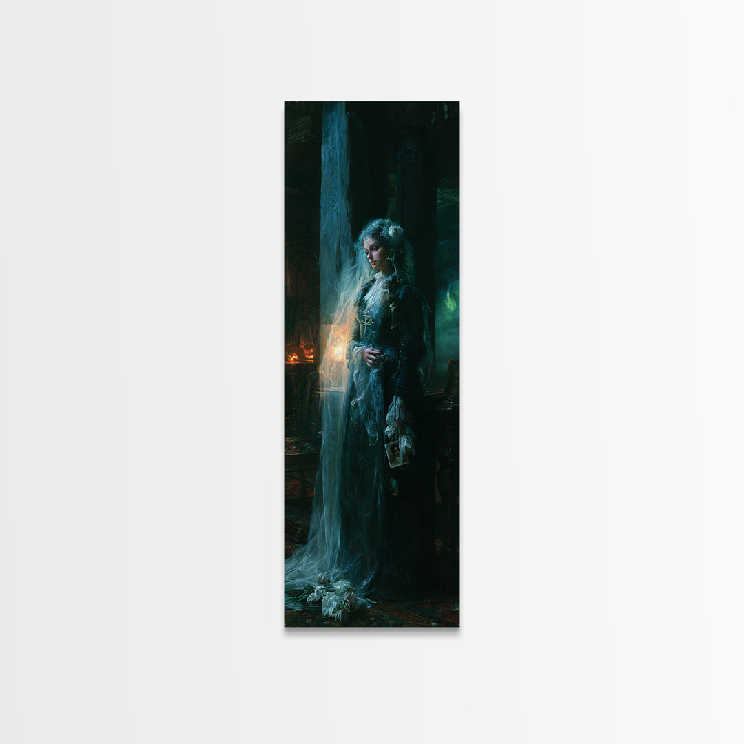 The Stone-Circle Spirit, Antique Gothic Portrait, Tall Narrow Wall Art, Canvas Print, Gothic Wall Decor, Halloween Portrait Art