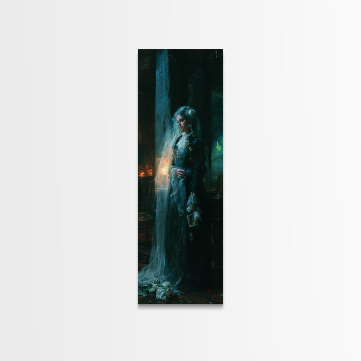The Stone-Circle Spirit, Antique Gothic Portrait, Tall Narrow Wall Art, Canvas Print, Gothic Wall Decor, Halloween Portrait Art