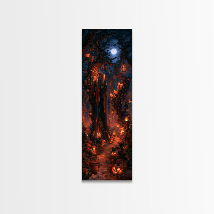 The Witch'S Forest, Macabre Victorian Decor, Tall Narrow Wall Art, Framed Canvas Print, Gothic Wall Decor, Halloween Portrait Art