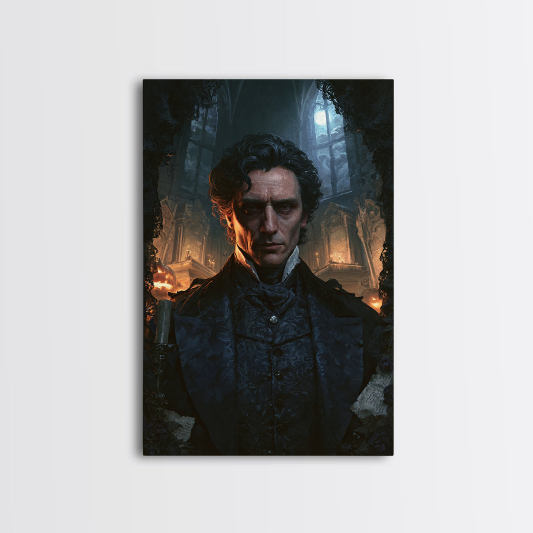 The Forgotten Crypt, Antique Gothic Portrait, Vertical Wall Art, Canvas Print, Gothic Wall Decor, Halloween Portrait Art, Statement Wall Art