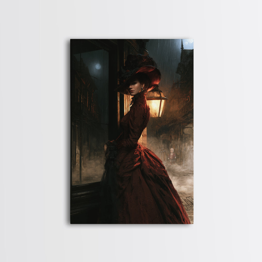 The Ghost Town Main Street, Victorian Gothic Art, Vertical Wall Art, Canvas Print, Gothic Wall Decor, Halloween Portrait Art