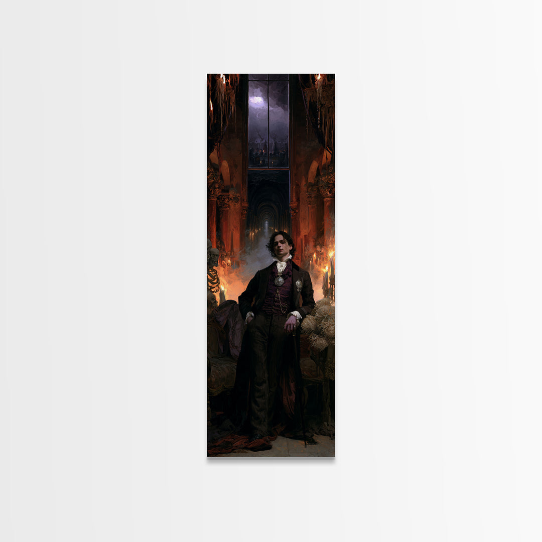 The Endless Catacombs, Antique Gothic Portrait, Tall Narrow Wall Art, Canvas Print, Gothic Wall Decor, Halloween Portrait Art