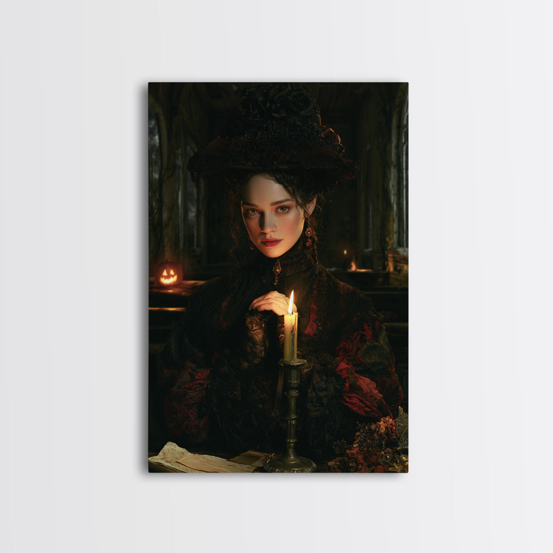 The Overgrown Chapel, Antique Gothic Portrait, Vertical Wall Art, Framed Canvas Print, Gothic Wall Decor, Halloween Portrait Art